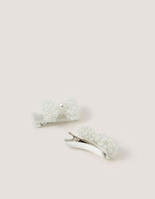 2-Pack Mini Pearl Bow Hair Clips, , large