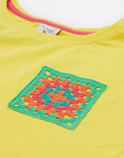 Frugi Crochet Pocket T-Shirt, Yellow (YELLOW), large