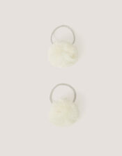 2-Pack Fluffy Pom Pom Hair Bands, , large