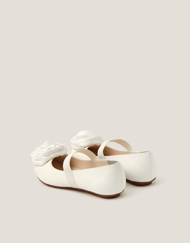 Rosette Strap Ballet Flats, Ivory (IVORY), large
