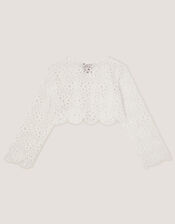 Baby Carmela Crochet Cardigan, Ivory (IVORY), large