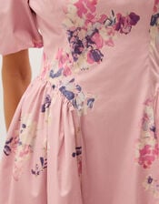 Amber Puff Sleeve Floral Midi Dress, Pink (PINK), large