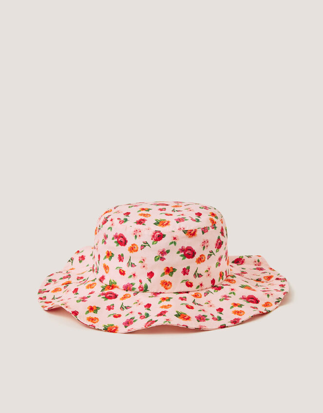 Floral Print Bow Bucket Hat, Multi (MULTI), large