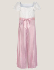Lace Pleated Jumpsuit, Pink (PALE PINK), large