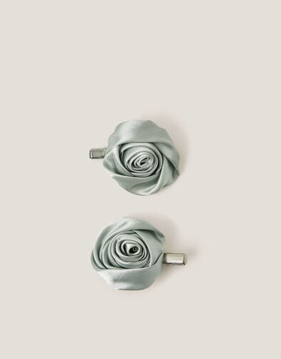 2-Pack Satin Rosette Hair Clips, , large