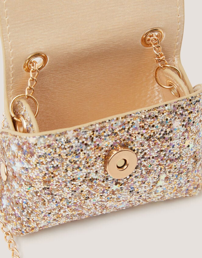 Glitter Bow Bag & Hair Clips Set, Gold (GOLD), large