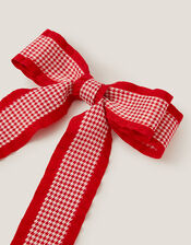 Houndstooth Bow Hair Clip, , large