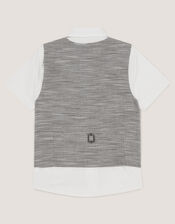 Greyson 3-Piece Houndstooth Waistcoat & Shirt, Blue (NAVY), large