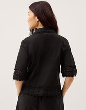Irina Lace Trim Shirt, Black (BLACK), large