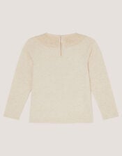 Sequin Butterfly Long Sleeve Top, Ivory (IVORY), large