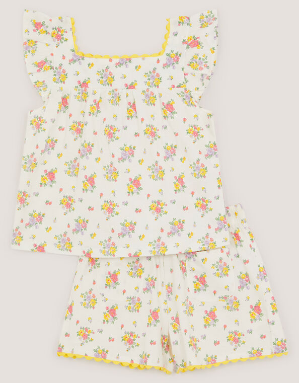 Rose Bud Print Short Pyjama Set, Ivory (IVORY), large