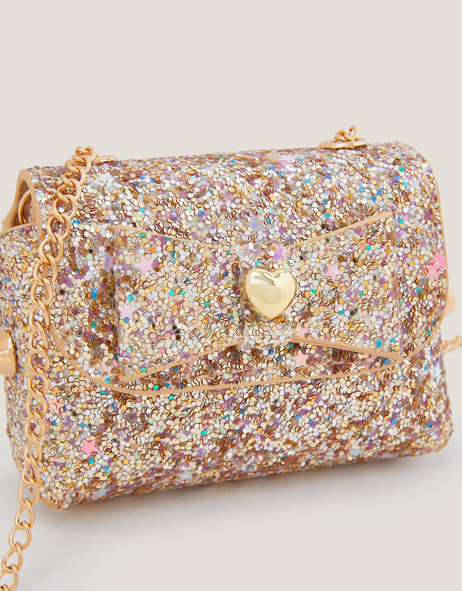 Mini Glitter Crossbody Bag, Gold (GOLD), large