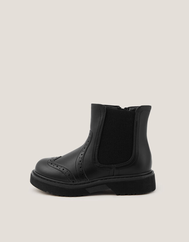 Brogue Chelsea Boots, Black (BLACK), large