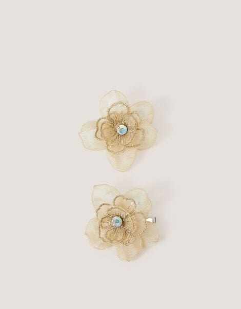 2-Pack Diamant&eacute; Flower Hair Clips, , large