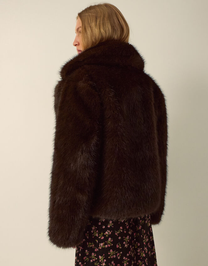 Monsoon x Queens of Archive Betty Short Faux Fur Coat​, Brown (BROWN), large