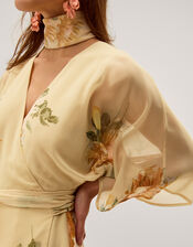 Sukhi Sunflower Midi Wrap Dress, Yellow (YELLOW), large