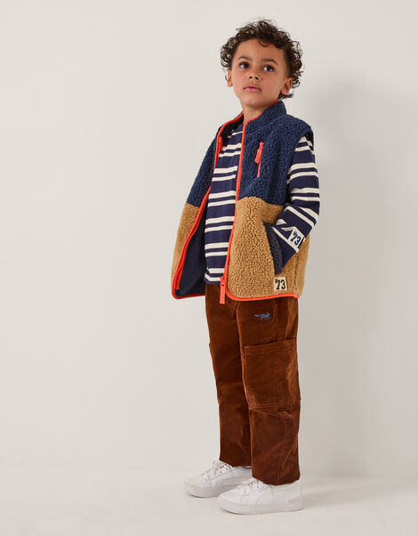 Colourblock Faux Shearling Gilet, Blue (NAVY), large