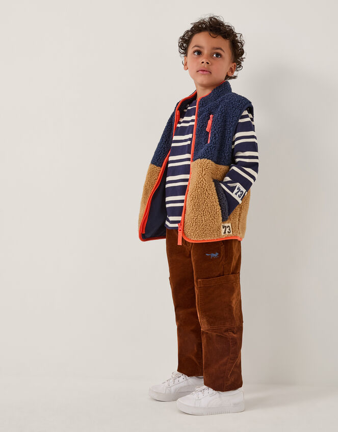 Colourblock Faux Shearling Gilet, Blue (NAVY), large