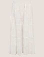 Maria Tiered Maxi Skirt, White (WHITE), large