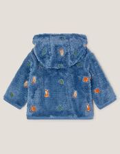 Newborn Woodland Fleece Hoodie, Blue (BLUE), large