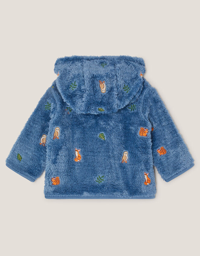 Newborn Woodland Fleece Hoodie, Blue (BLUE), large