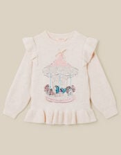 Monsoon x My Little Pony Sequin Carousel Ruffle Jumper, Ivory (IVORY), large