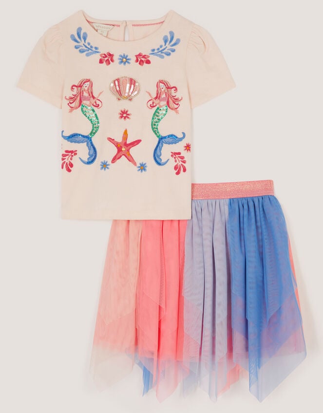Mermaid T-Shirt & Mesh Disco Skirt Set, Multi (MULTI), large