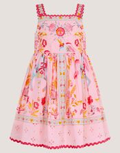 Baby Unicorn Print Broderie Dress, Pink (PINK), large