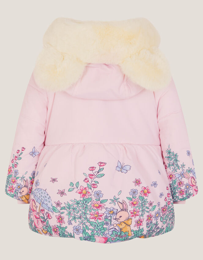 Baby Pippa Bunny Print Padded Coat, Pink (PINK), large