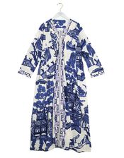 One Hundred Stars Giant Willow Print Midi Dress, Blue (BLUE), large