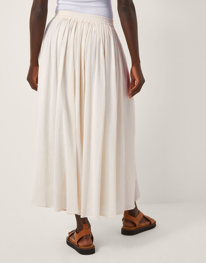 Bethany Crinkle Midi Skirt, Cream (CREAM), large