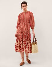 Palmer Floral Jersey Midi Dress, Red (RED), large