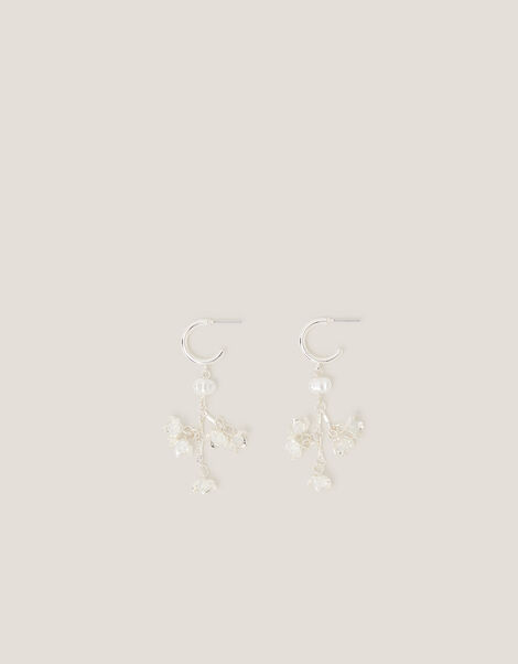 Diamant&eacute; Flower Hoop Drop Earrings, , large