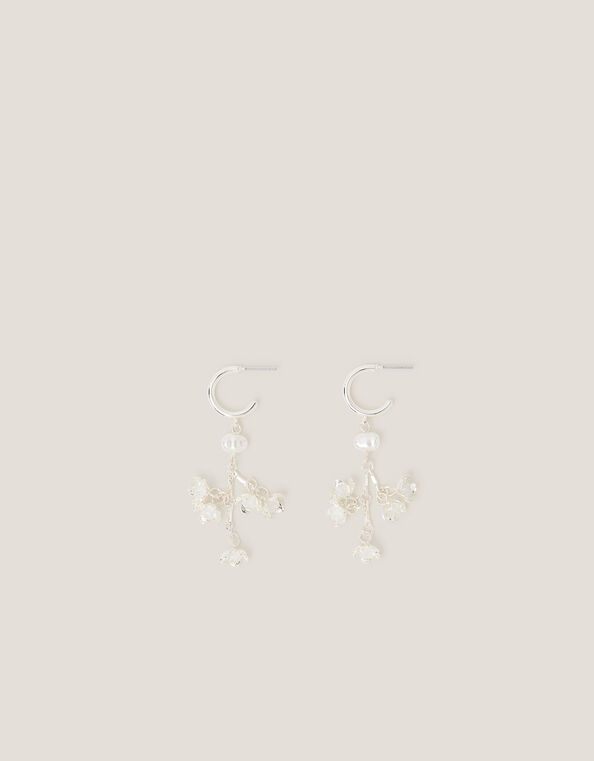 Diamant&eacute; Flower Hoop Drop Earrings, , large