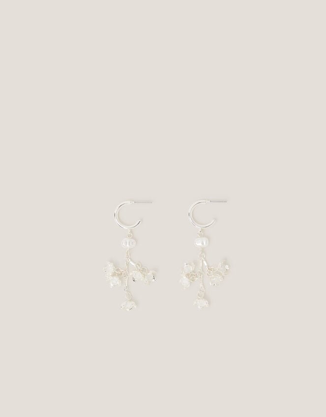 Diamant&eacute; Flower Hoop Drop Earrings, , large