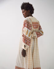 East Tilly Hand-Block Print Midi Smock Dress, Yellow (MUSTARD), large