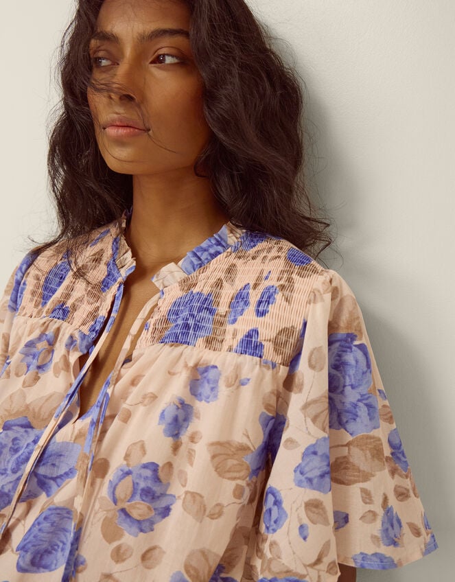Lori Floral Bubble Hem Blouse, Ivory (IVORY), large