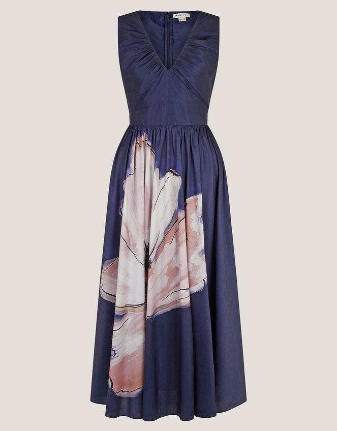 Sylvia V-Neck Floral Print Midi Dress, Blue (NAVY), large