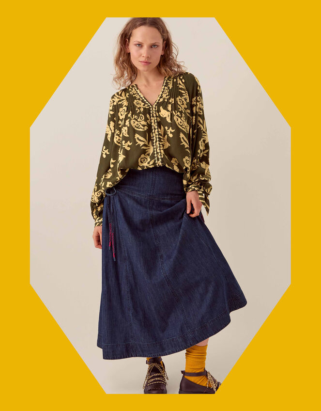 East Kris Hand Batik Blouse, Green (OLIVE), large