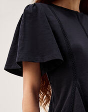 Tate Lace Trim Jersey T-Shirt, Blue (NAVY), large