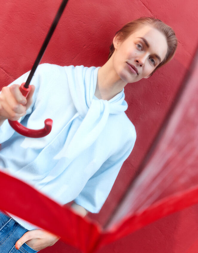 Sadie Scarf Knit Jumper, Blue (BLUE), large