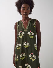 East Flossie Sleeveless Floral Maxi Dress, Green (KHAKI), large