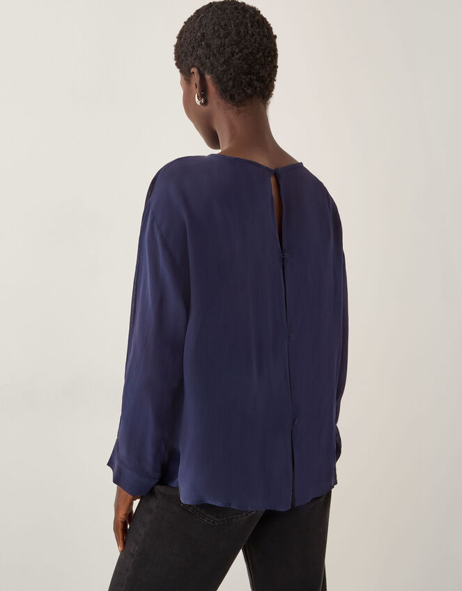 Polly Floral Print Blouse , Blue (NAVY), large