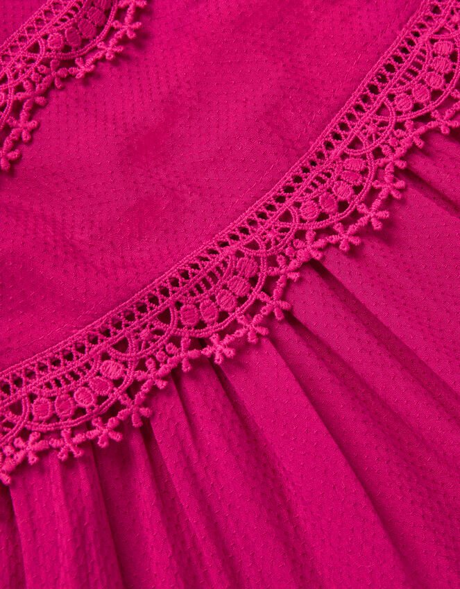 Puff Sleeve Lace Tier Dress, Pink (PINK), large