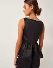 Saira Diamant&eacute; Peplum Top, Black (BLACK), large