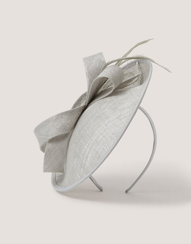 Lynelle Bow Disc Fascinator, Silver (SILVER), large