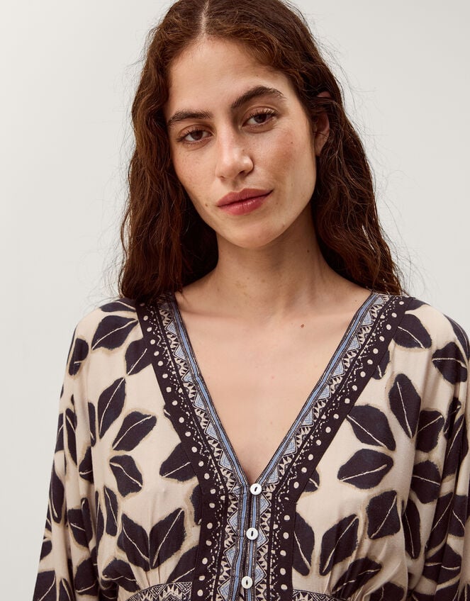 Ellison V-Neck Floral Print Midi Dress, Blue (NAVY), large