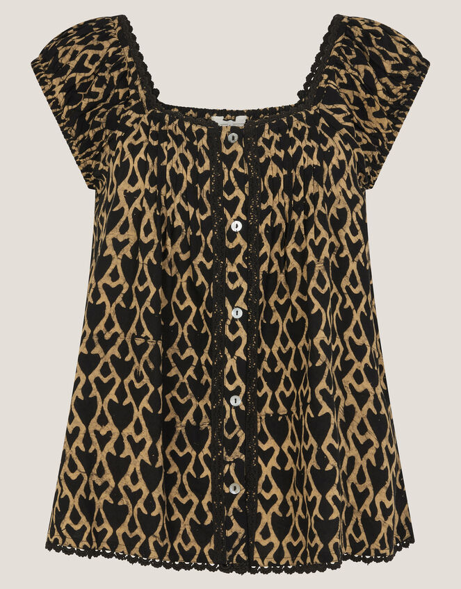 Arti Print Button Top, Black (BLACK), large