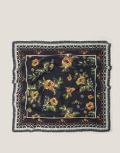 Rosalie Floral Fringe Square Scarf, , large