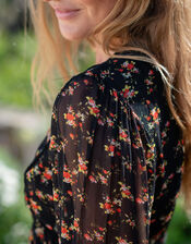 Lyrical Sisters Penny Floral Maxi Dress, Black (BLACK), large